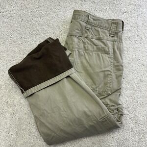Wrangler Fleece Lined Khaki Cargo Pants mens 34x30 tan brown straight cotton